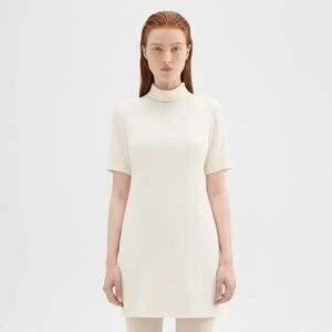 NWT THEORY Mini Roll Neck Dress Ivory Short-Sleeve Turtleneck Shift 10